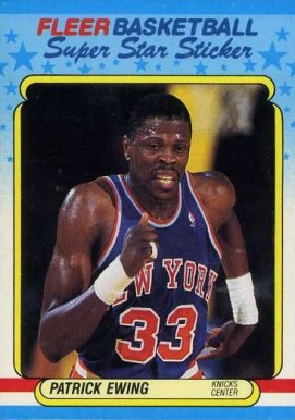 1988 Fleer Sticker Patrick Ewing #5 Basketball Card