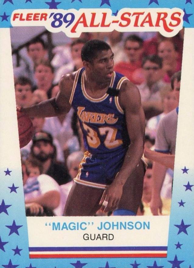 1989 Fleer Sticker Magic Johnson #5 Basketball Card