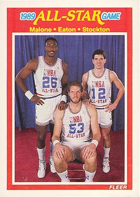 1989 Fleer Malone/Stockton/Eaton #163 Basketball Card