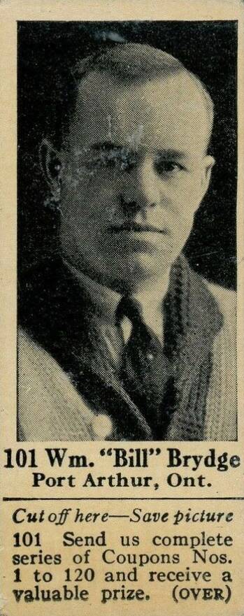 1925 Dominion Chocolate Bill Brydge #101 Hockey Card
