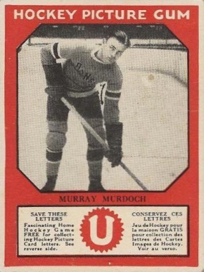 1933 Canadian Gum Murray Murdoch # Hockey Card