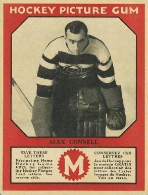 1933 Canadian Gum Alex Connell # Hockey Card
