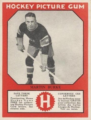1933 Canadian Gum Marty Burke # Hockey Card