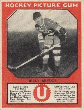 1933 Canadian Gum Bill Brydge # Hockey Card