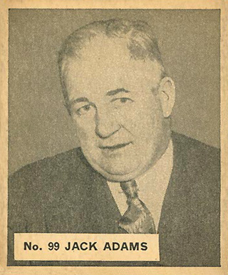 1937 World Wide Gum Jack Adams #99 Hockey Card