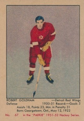 1951 Parkhurst Bob Goldham #67 Hockey Card