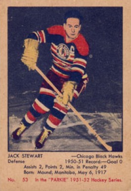 1951 Parkhurst Jack Stewart #53 Hockey Card