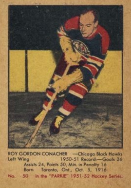 1951 Parkhurst Roy Conacher #50 Hockey Card