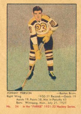 1951 Parkhurst Johnny Peirson #34 Hockey Card