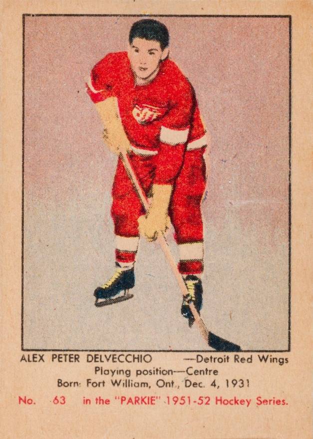 1951 Parkhurst Alex Delvecchio #63 Hockey Card