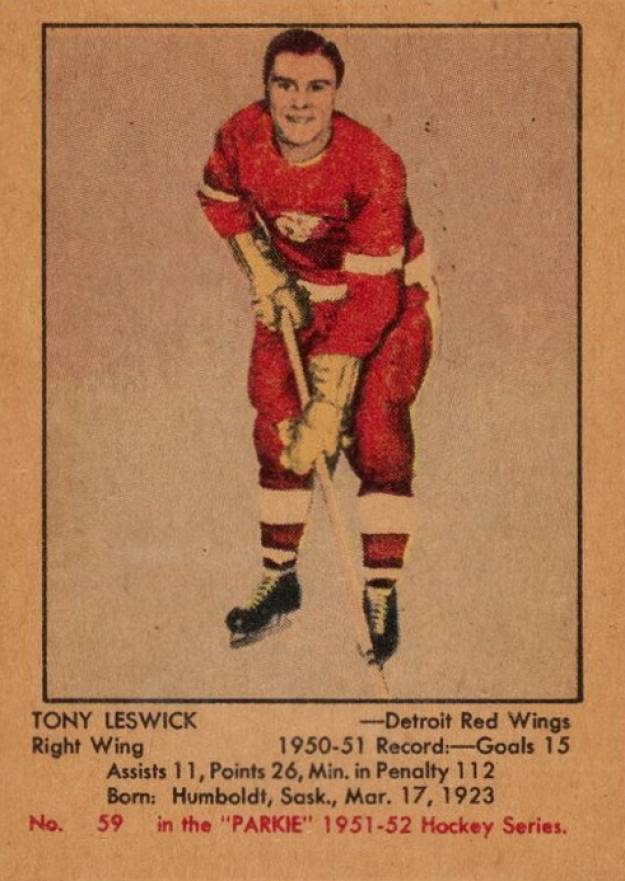 1951-52 Parkhurst #55 LEONARD “RED” KELLY - Rookie Card - Detroit Red Wings