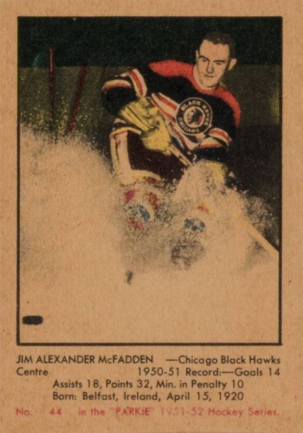1951 Parkhurst Jim McFadden #44 Hockey Card