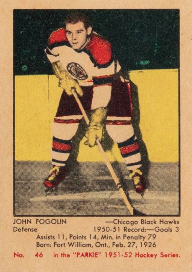 1951 Parkhurst John Lee Fogolin #46 Hockey Card