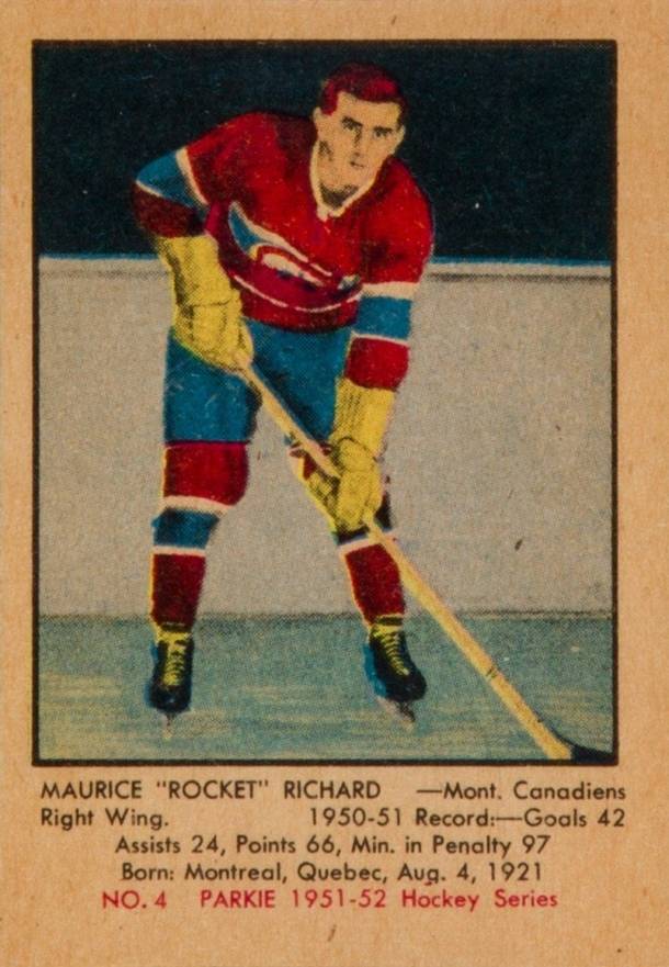 1951 Parkhurst Maurice Richard #4 Hockey Card