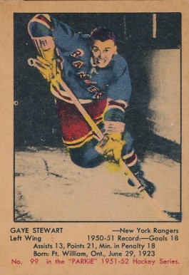 1951 Parkhurst Gaye Stewart #99 Hockey Card