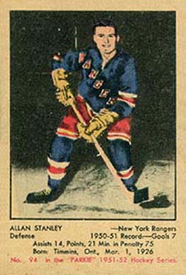 1951 Parkhurst Allan Stanley #94 Hockey Card