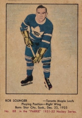 1951 Parkhurst Bob Solinger #88 Hockey Card