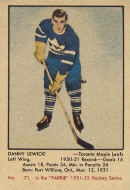 1951 Parkhurst Danny Lewicki #71 Hockey Card