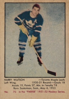 1951 Parkhurst Harry Watson #70 Hockey Card