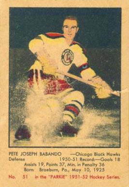 1951 Parkhurst Pete Babando #51 Hockey Card