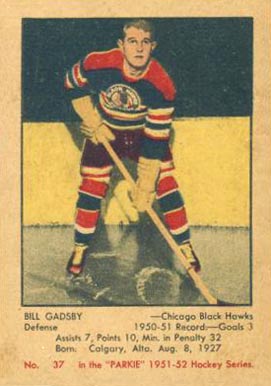 1951 Parkhurst Bill Gadsby #37 Hockey Card