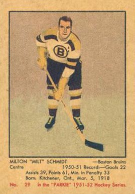 1951 Parkhurst Milt Schmidt #29 Hockey Card