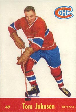 1955 Parkhurst Tom Johnson #49 Hockey Card