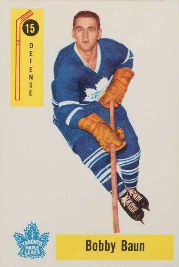1958 Parkhurst Bobby Baun #15 Hockey Card