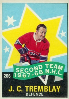 1968 O-Pee-Chee J.C. Tremblay #206 Hockey Card