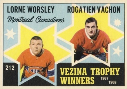 1968 O-Pee-Chee Worsley/Vachon #212 Hockey Card