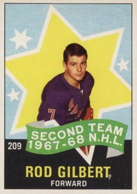 1968 O-Pee-Chee Rod Gilbert #209 Hockey Card