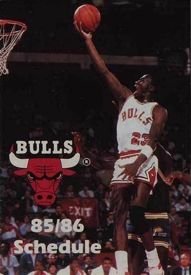 1985 Chicago Bulls Schedule Michael Jordan #MJ Basketball Card