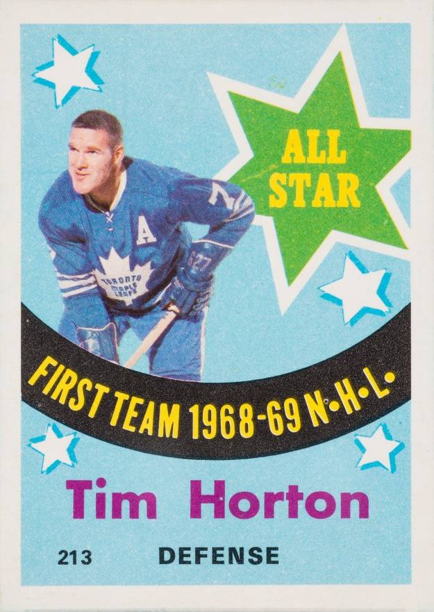 1969 O-Pee-Chee Tim Horton #213 Hockey Card