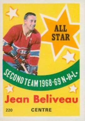 1969 O-Pee-Chee Jean Beliveau #220 Hockey Card