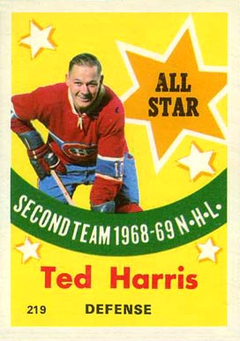 1969 O-Pee-Chee Ted Harris #219 Hockey Card