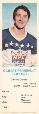 1970 Dad's Cookies Gilbert Perreault # Hockey Card