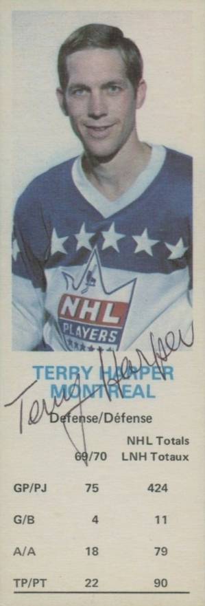 1970 Dad's Cookies Terry Harper # Hockey Card