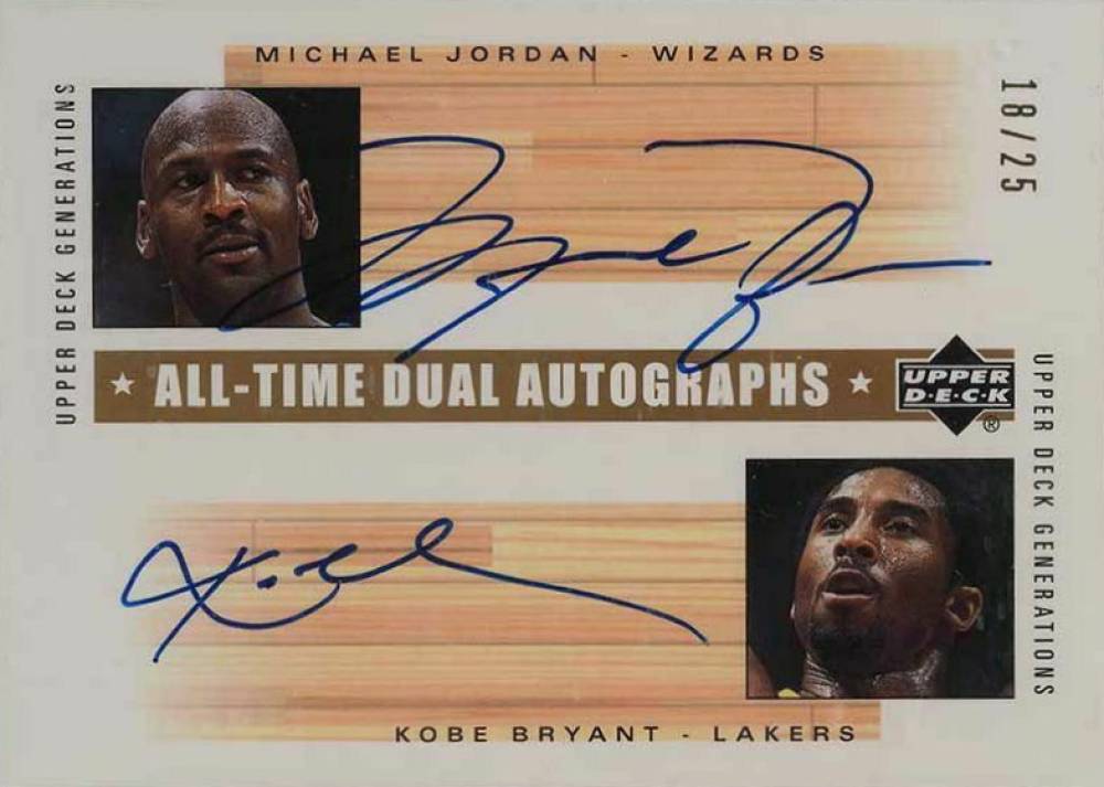 2002 Upper Deck Generations All-Time Dual Autographs Jordan/Bryant #MJ/KB Basketball Card