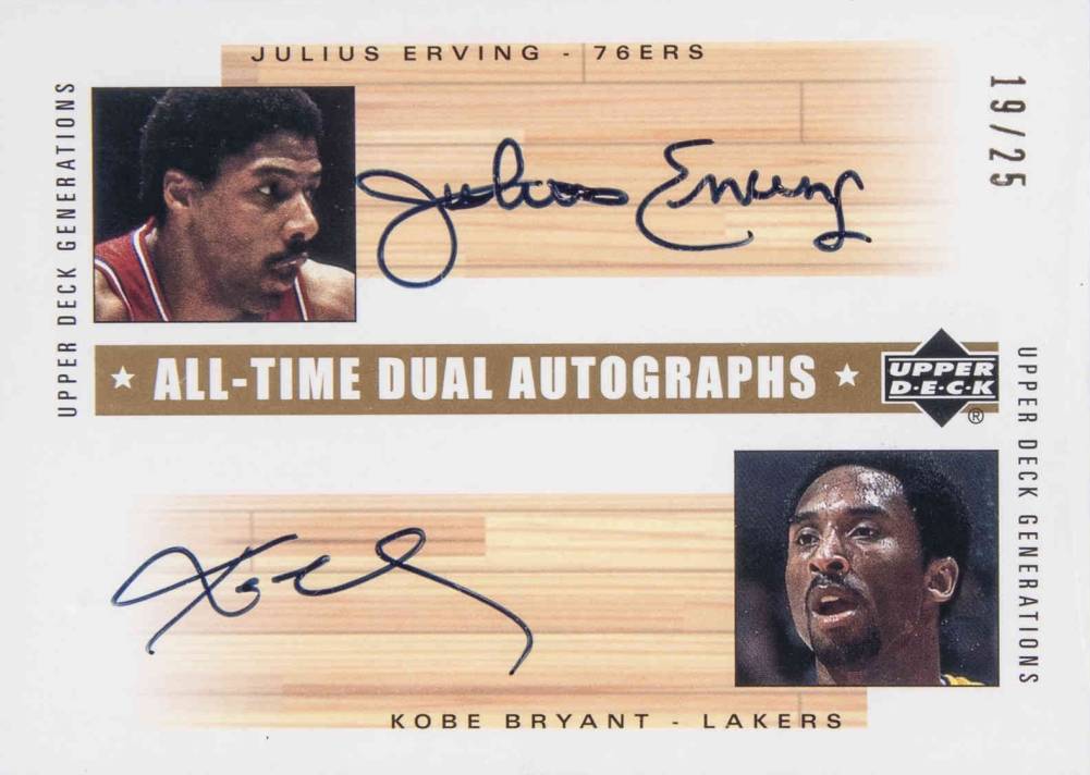 2002 Upper Deck Generations All-Time Dual Autographs Erving/Bryant #JE/KB Basketball Card