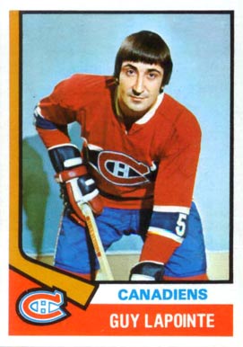 1974 O-Pee-Chee Guy Lapointe #70 Hockey Card
