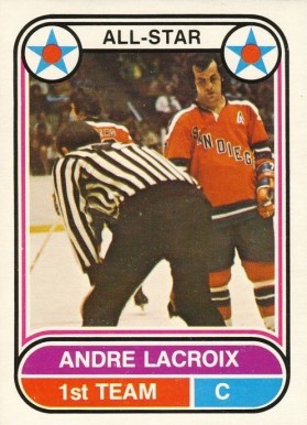 1975 O-Pee-Chee WHA Andre LaCroix #64 Hockey Card