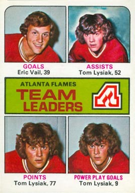 1975 O-Pee-Chee Flames Team Leaders #313 Hockey Card