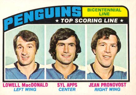 1976 O-Pee-Chee Bicentennial Line #218 Hockey Card