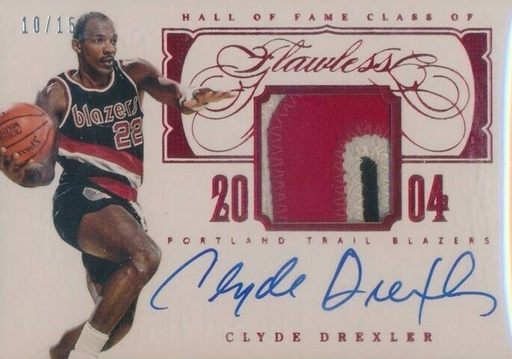 2013 Panini Flawless Hall of Fame Autograph Memorabilia Clyde Drexler #HOFCD Basketball Card