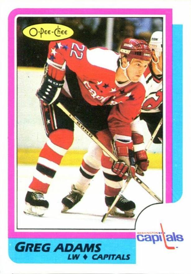 1986 O-Pee-Chee Greg C.adams #253 Hockey Card
