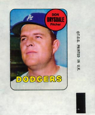 1969 Topps Decals Don Drysdale #9 Baseball Card