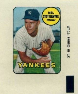 1969 Topps Decals Mel Stottlemyre # Baseball Card