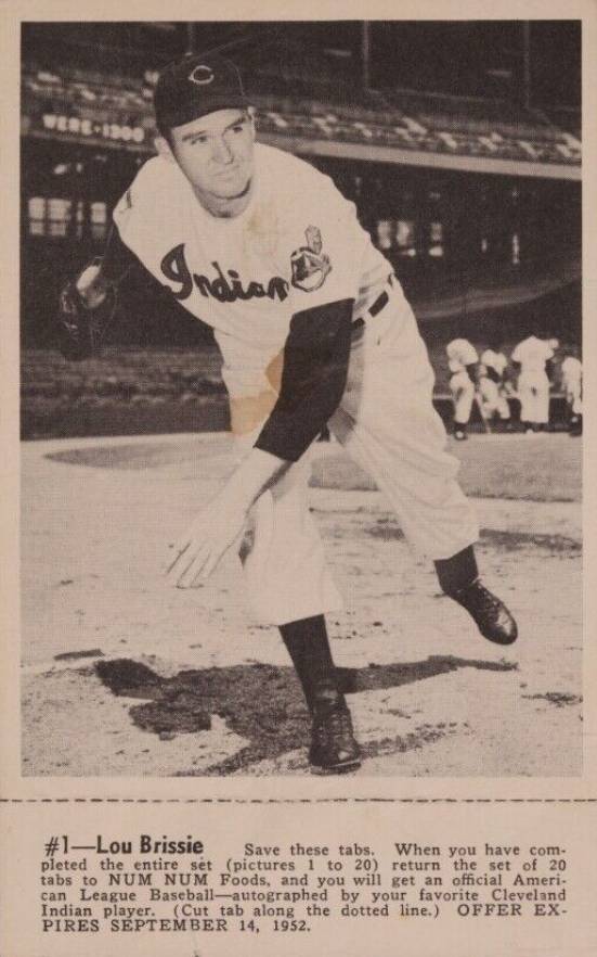 1952 Num Num Cleveland Indians Lou Brissie #1 Baseball Card