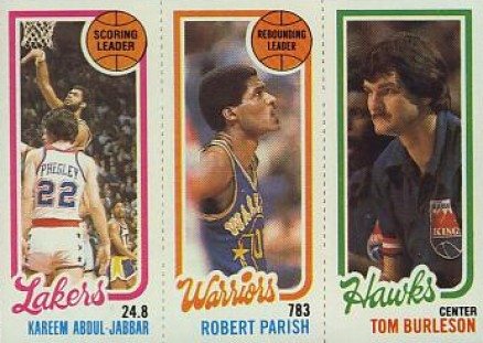 1980 Topps Abdul-Jabbar/Parish/Burleson #2 Basketball Card