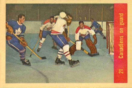 1957 Parkhurst Canadians on Gaurd #21c Hockey Card